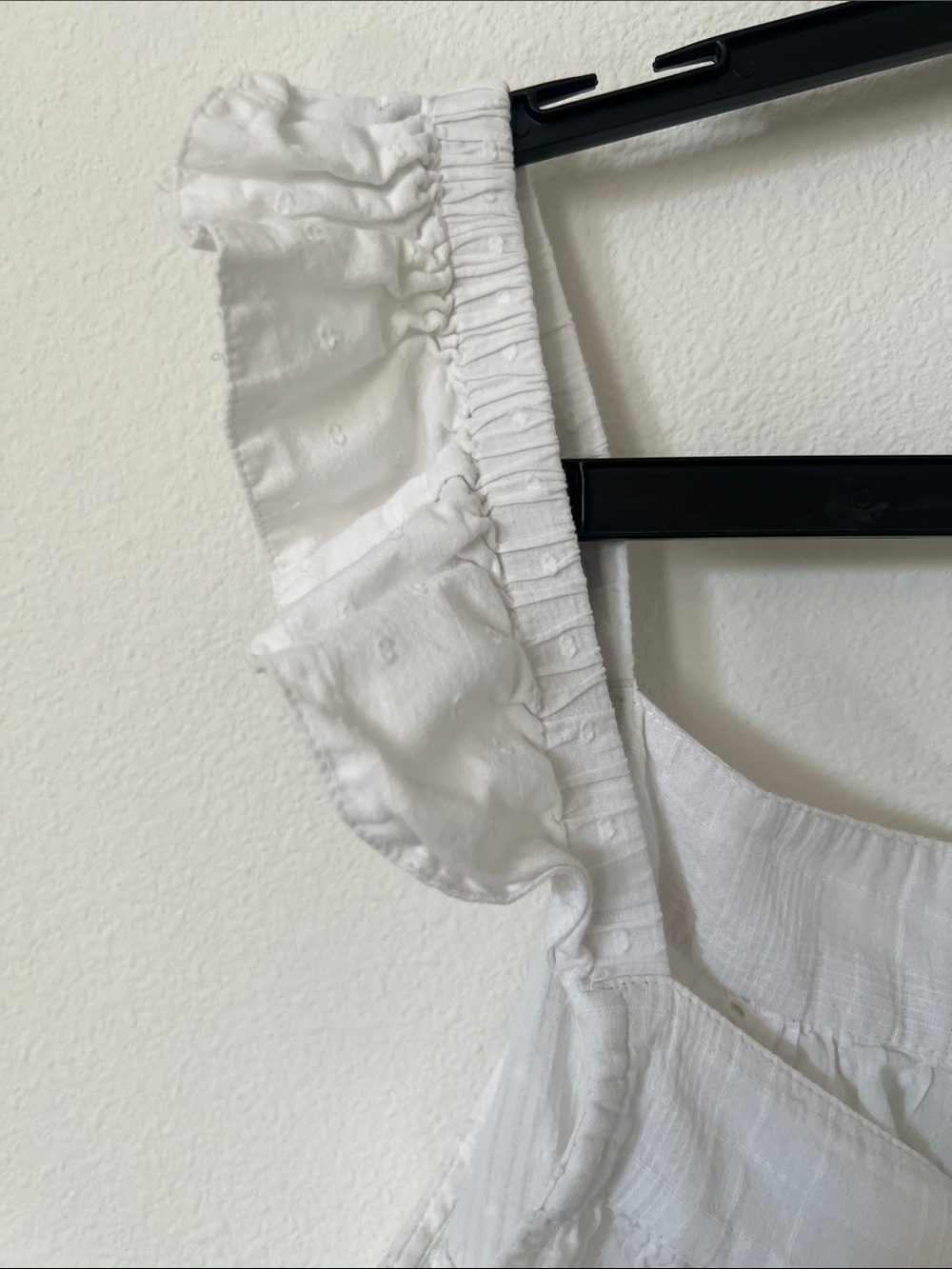 White Eyelet Button-Front Ruffle Strap Tank - Picture 3 of 10